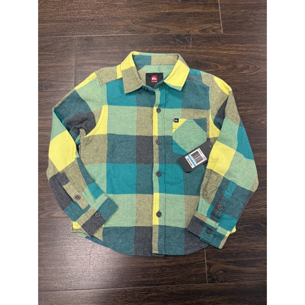 NWT Quiksilver Kids Flannel Button Down Shirt - Bayou Plaid, Size 5
